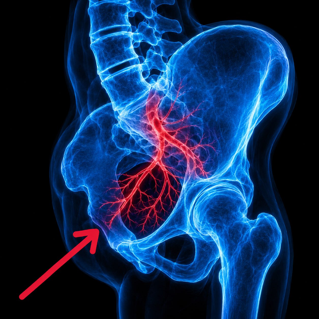 X-ray illustration of pelvic vascular anatomy