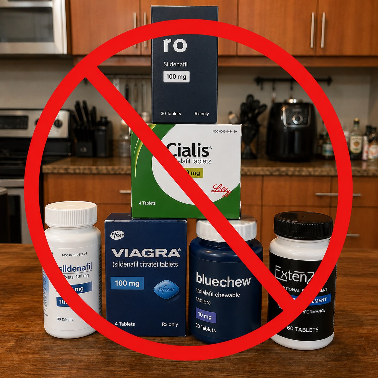 Common ED pill brands crossed out